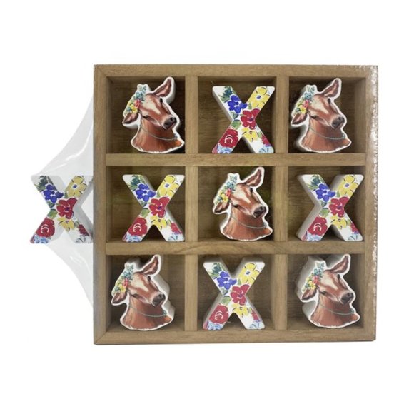 Pioneer Woman Summer Picnic Floral Cow Board Tic-Tac-Toe Game - Picture 2 of 3